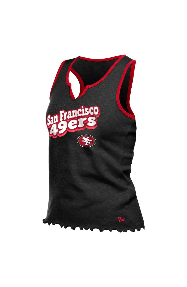 New Era Women's New Era  Black San Francisco 49ers Lettuce Hem Notch Neck Tri-Blend Tank Top, Alternate, color, 