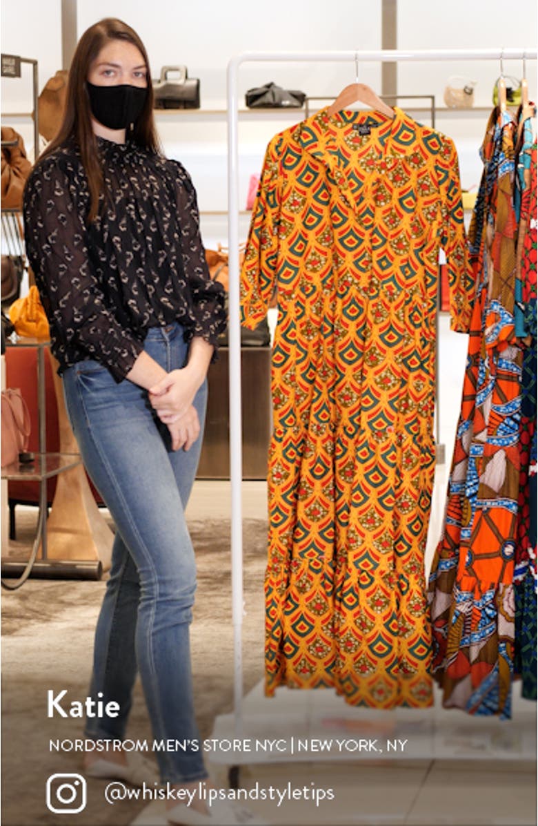 Crown Print Tiered Midi Dress, sales video thumbnail