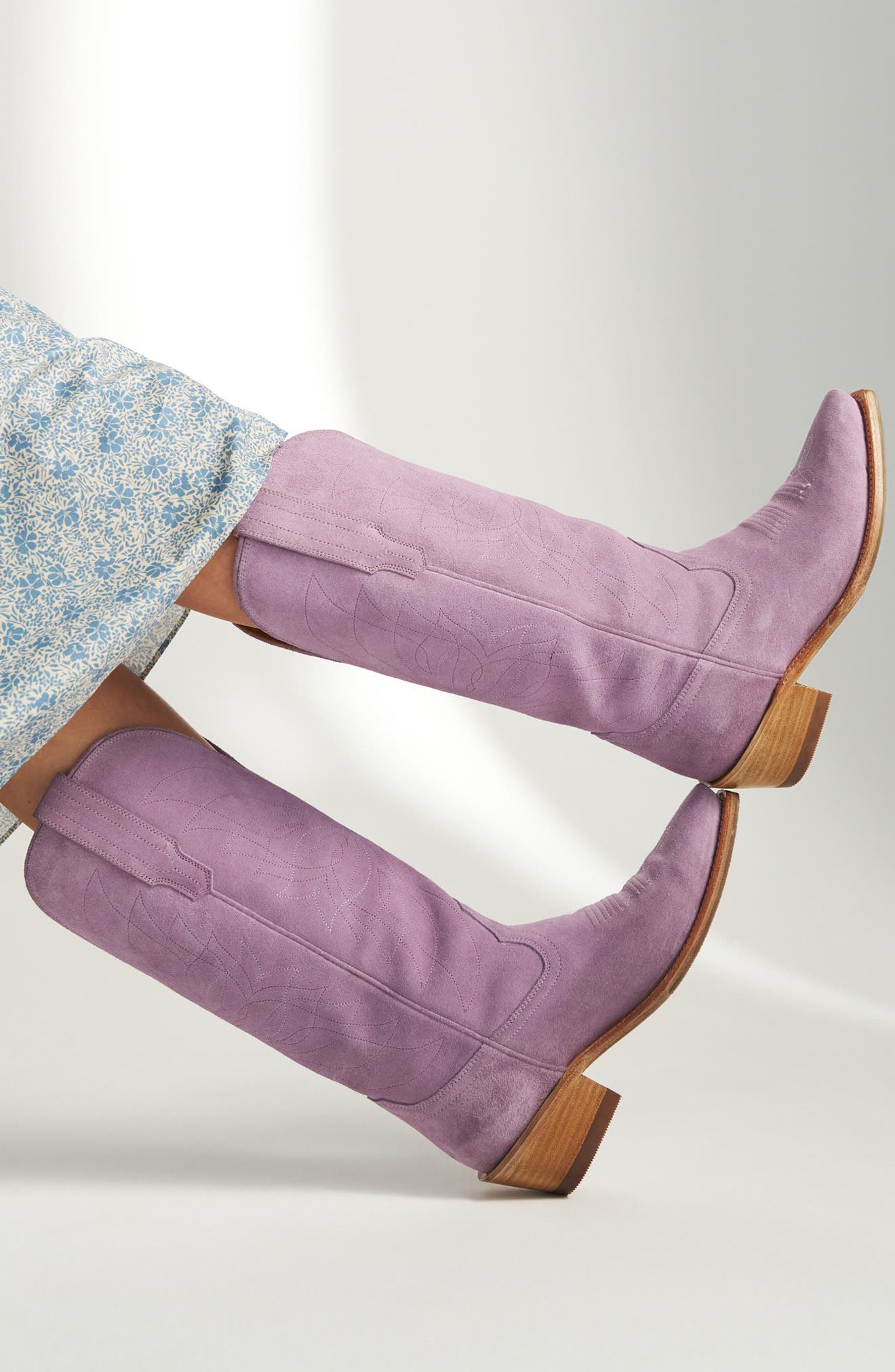 Tecovas The Annie Monarch Suede Western Boot, Alternate, color, Lavender