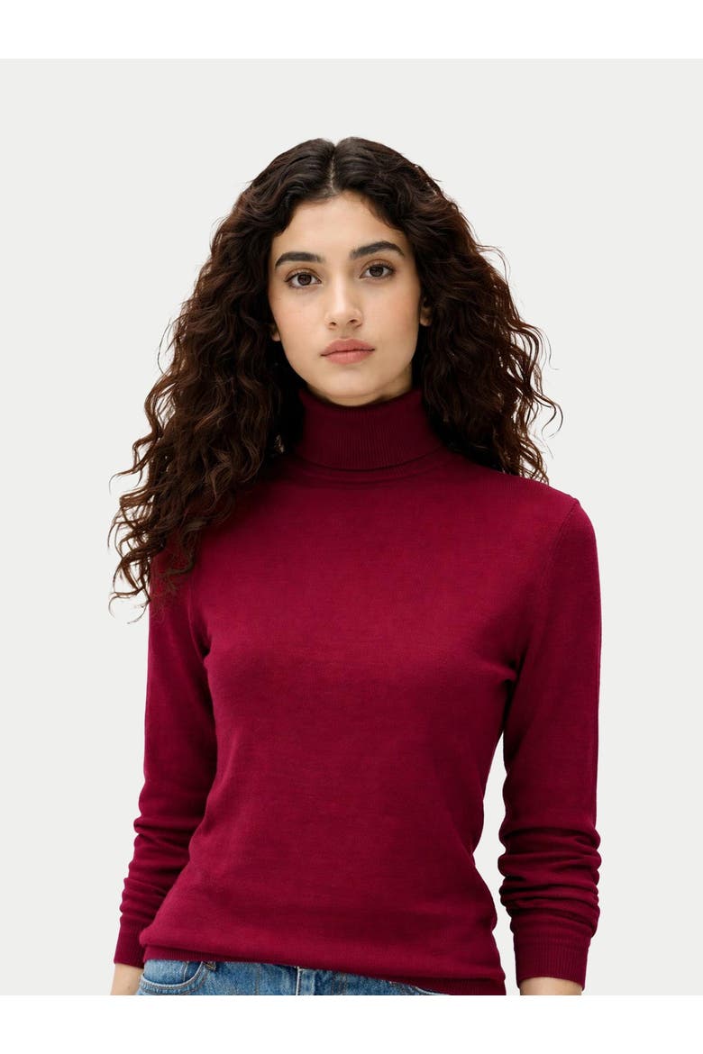 Cashmere Silk Turtleneck Sweater, Alternate, color, bordeaux