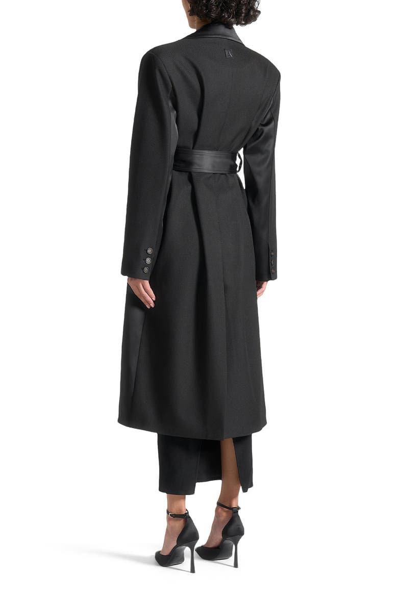 Ilona Tailored Satin Trench Coat, Alternate, color, Black