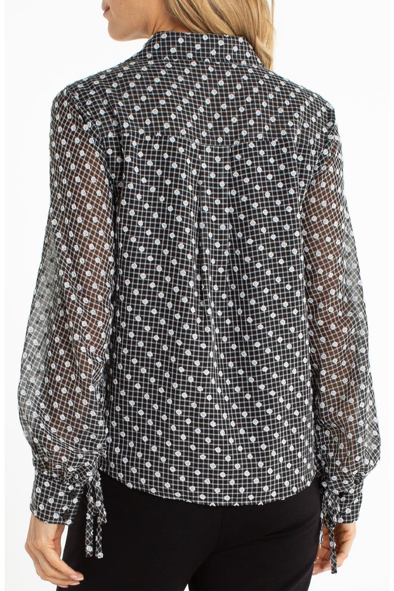 Balloon Sleeve Button-Up Top, Alternate, color, BLACK/ WHITE PLAID