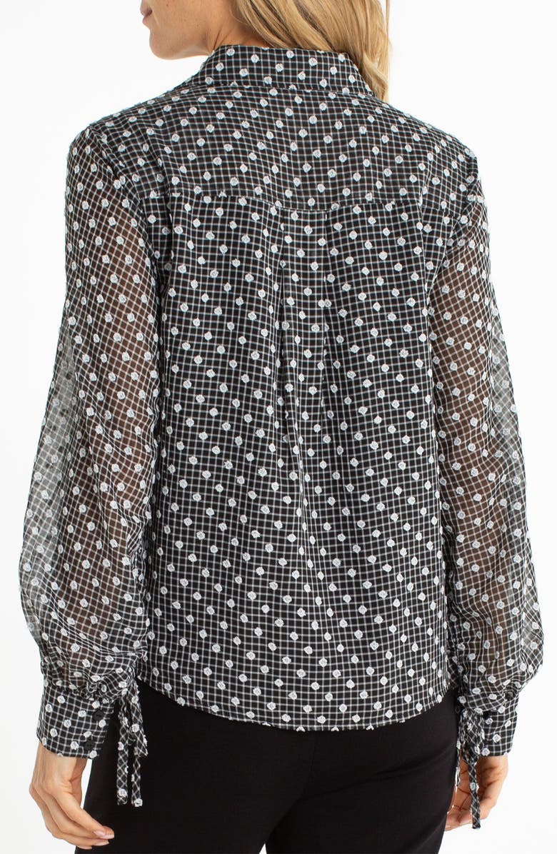 Liverpool Los Angeles Balloon Sleeve Button-Up Top, Alternate, color, Black/ White Plaid