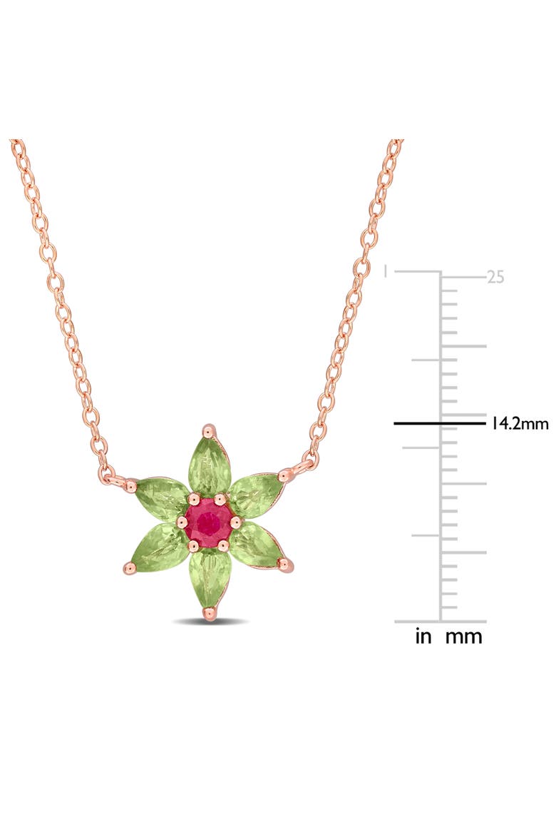 Ruby & Green Sapphire Flower Necklace, Alternate, color, Ruby