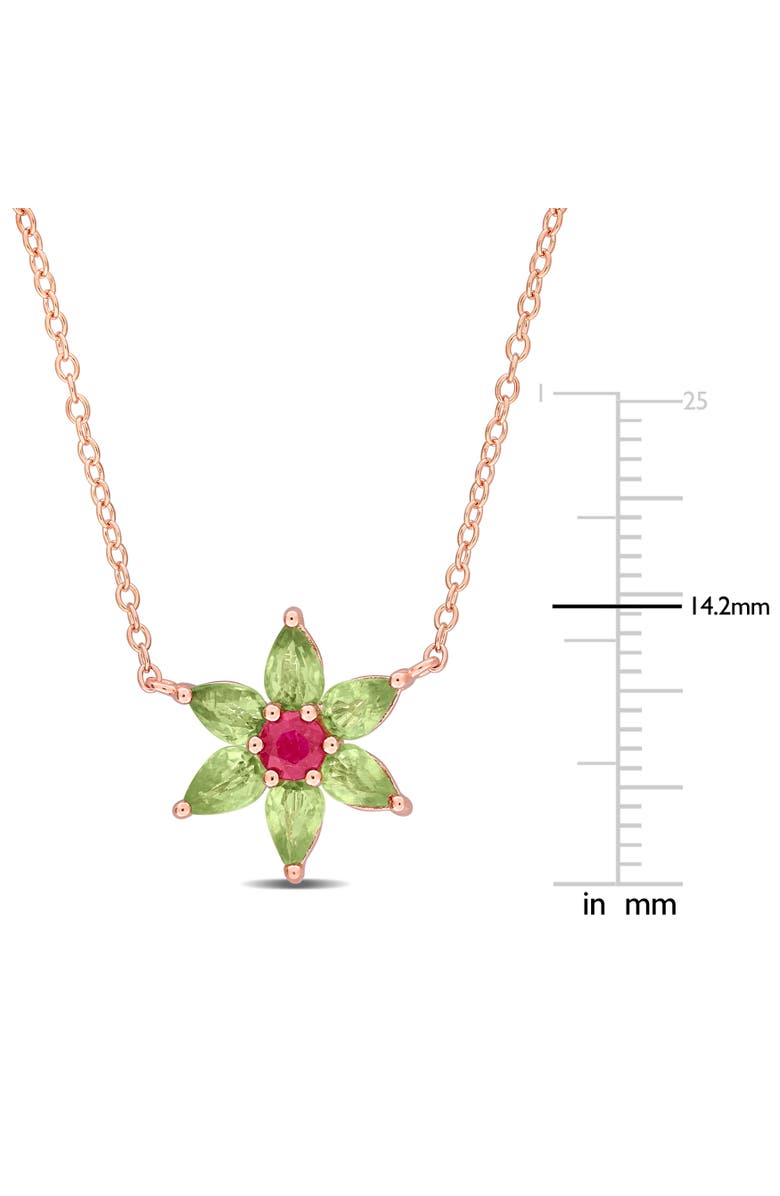Julianna B. Ruby & Green Sapphire Flower Necklace, Alternate, color, Ruby