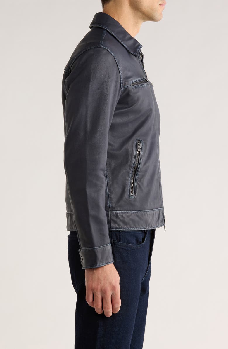 John Varvatos Nicholas Burnished Sheepskin Leather Jacket, Alternate, color, Deep Blue