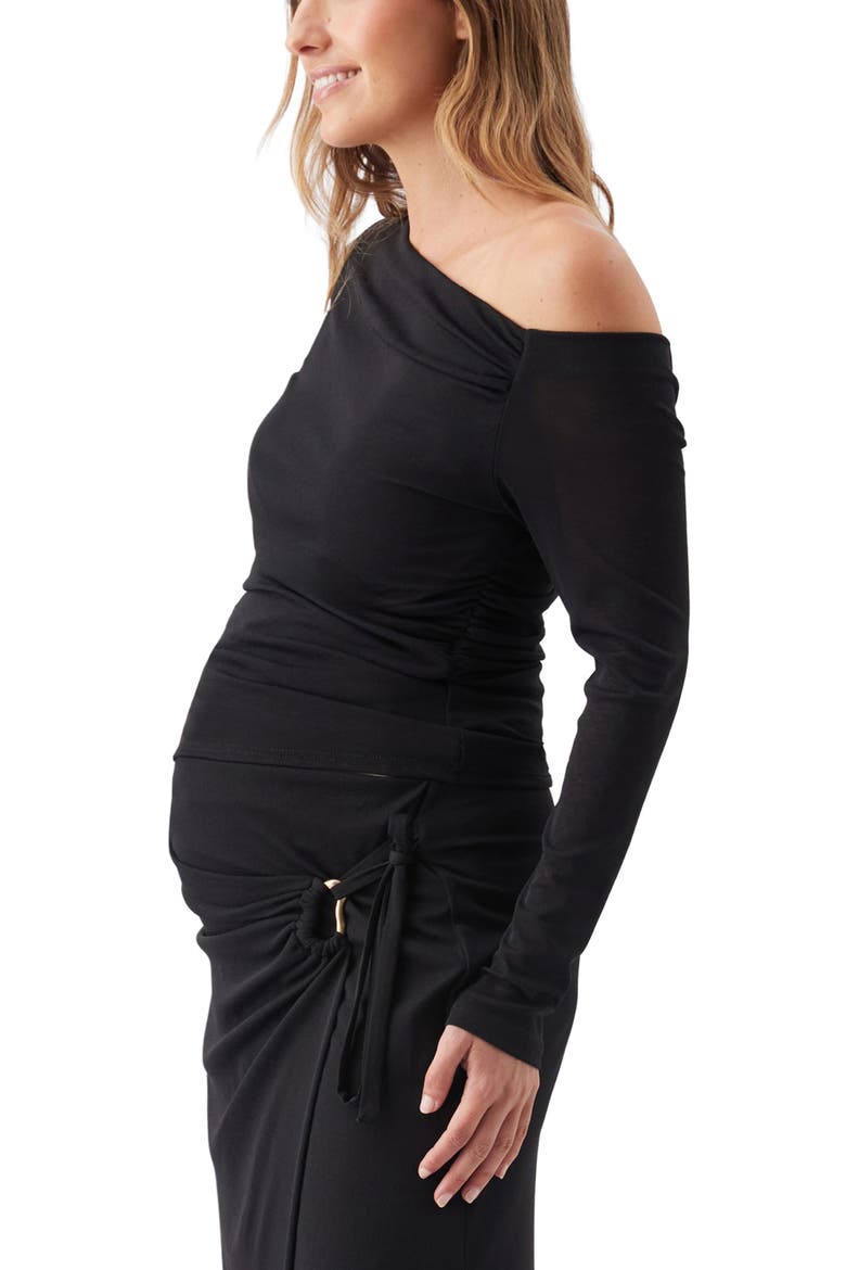 Rhi Long Sleeve Off Shoulder Maternity Top, Alternate, color, Black