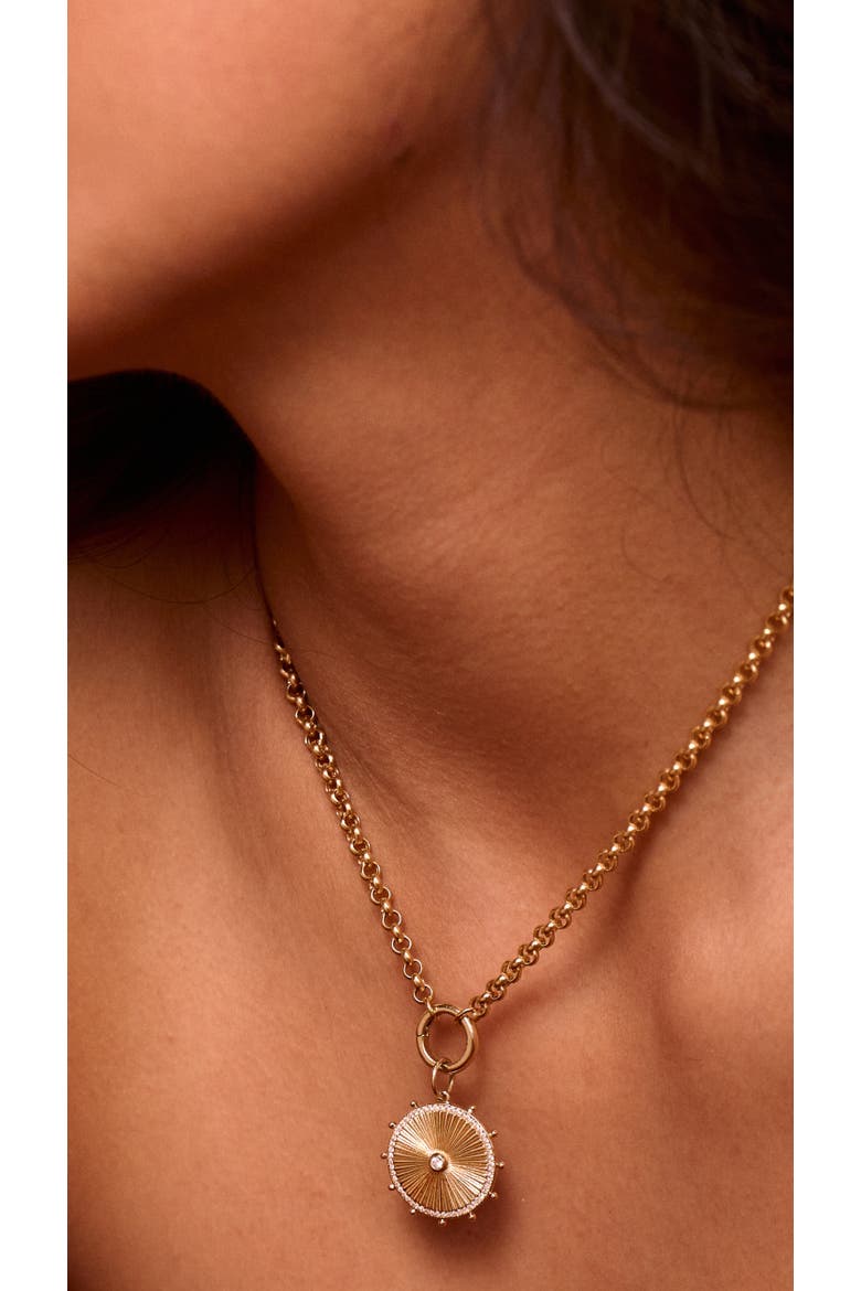 14K Gold Cassandane Small Sun Medallion Rolo Necklace, Alternate, color, GOLD