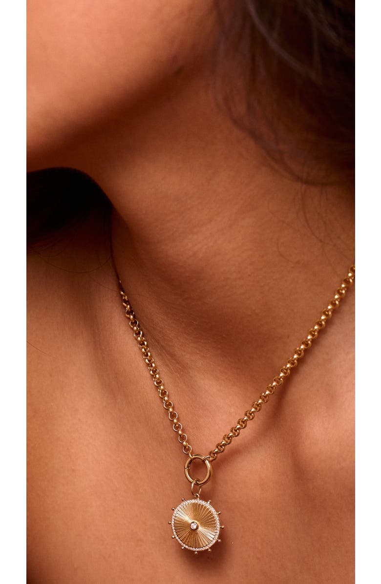 Lionheart 14K Gold Cassandane Small Sun Medallion Rolo Necklace, Alternate, color, Gold