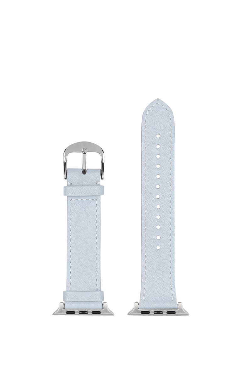 HYER GOODS Upcycled Leather Apple Watch Band, Main, color, Pale Blue/ Silver