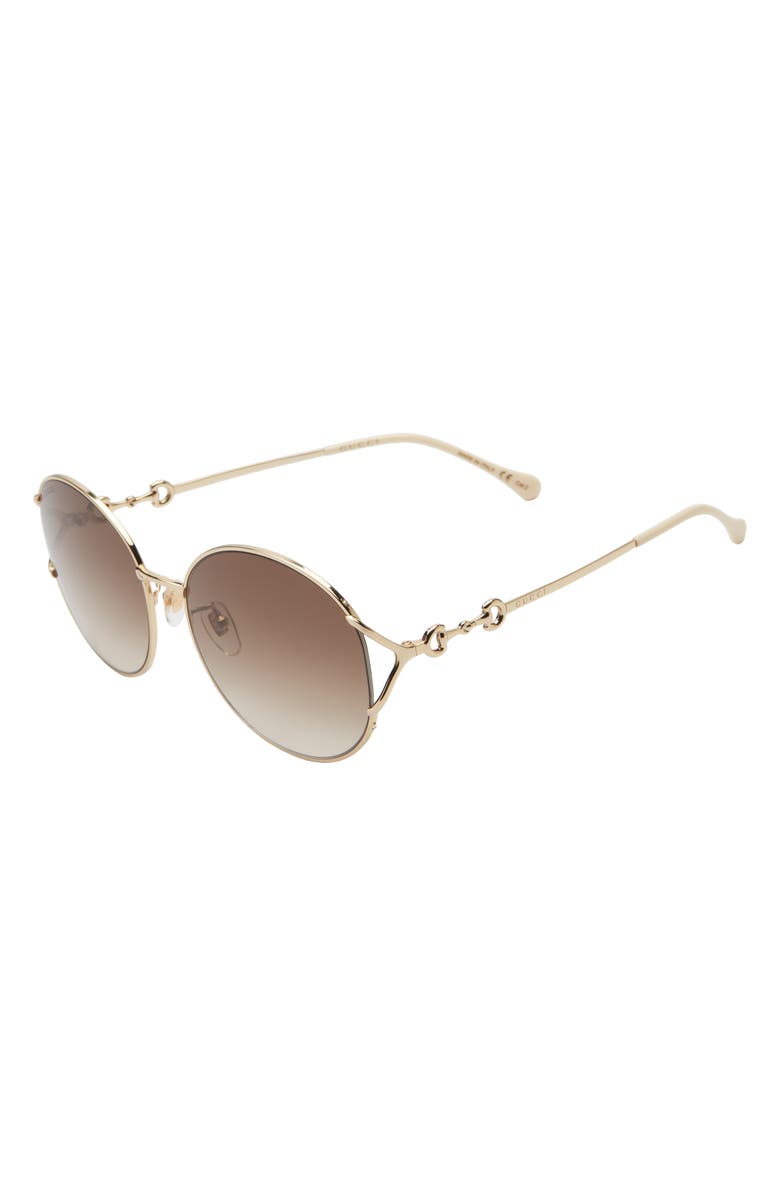 Gucci 58mm Oval Sunglasses, Alternate, color, Gold Gold Brown