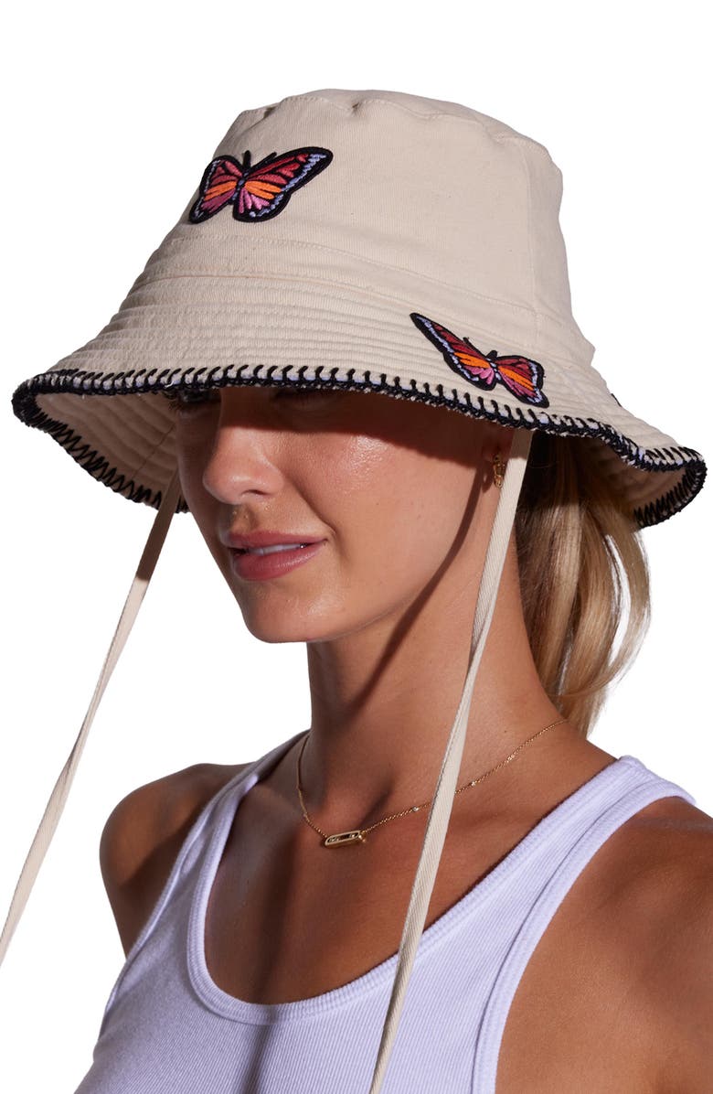 Lauren Moshi Aria Color Butterfly Bucket Hat, Alternate, color, Natural