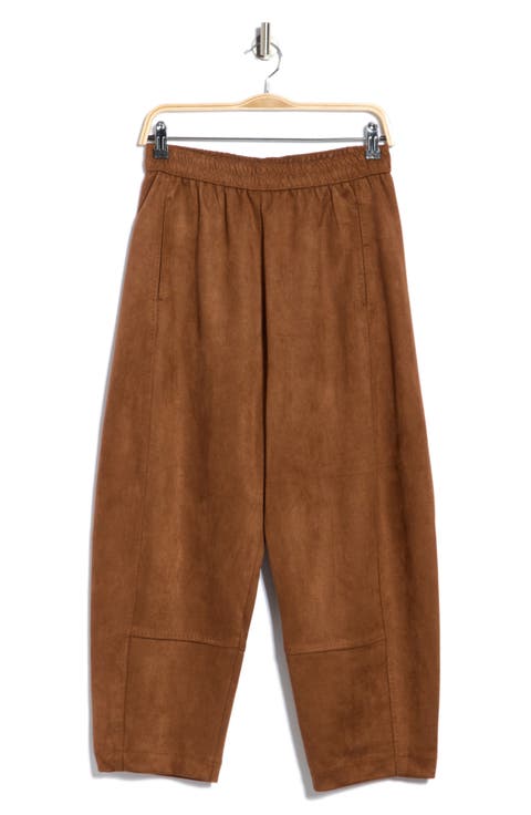 Faux Suede Barrel Pants