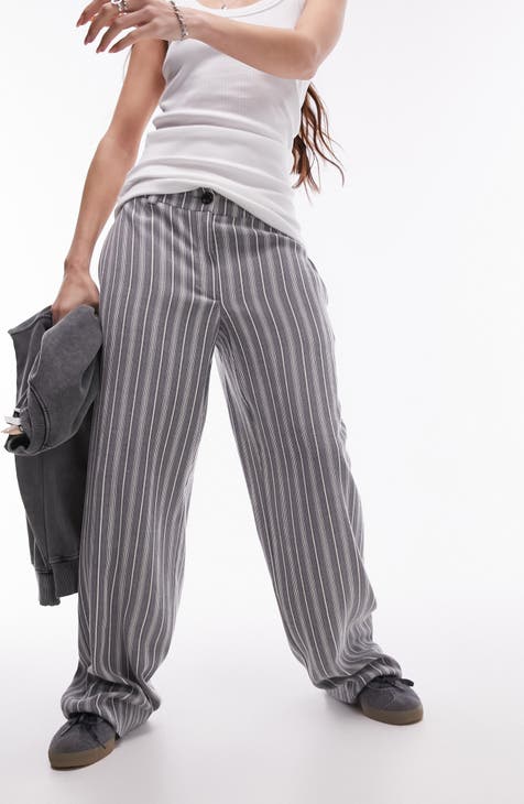 Stripe Low Rise Wide Leg Pants