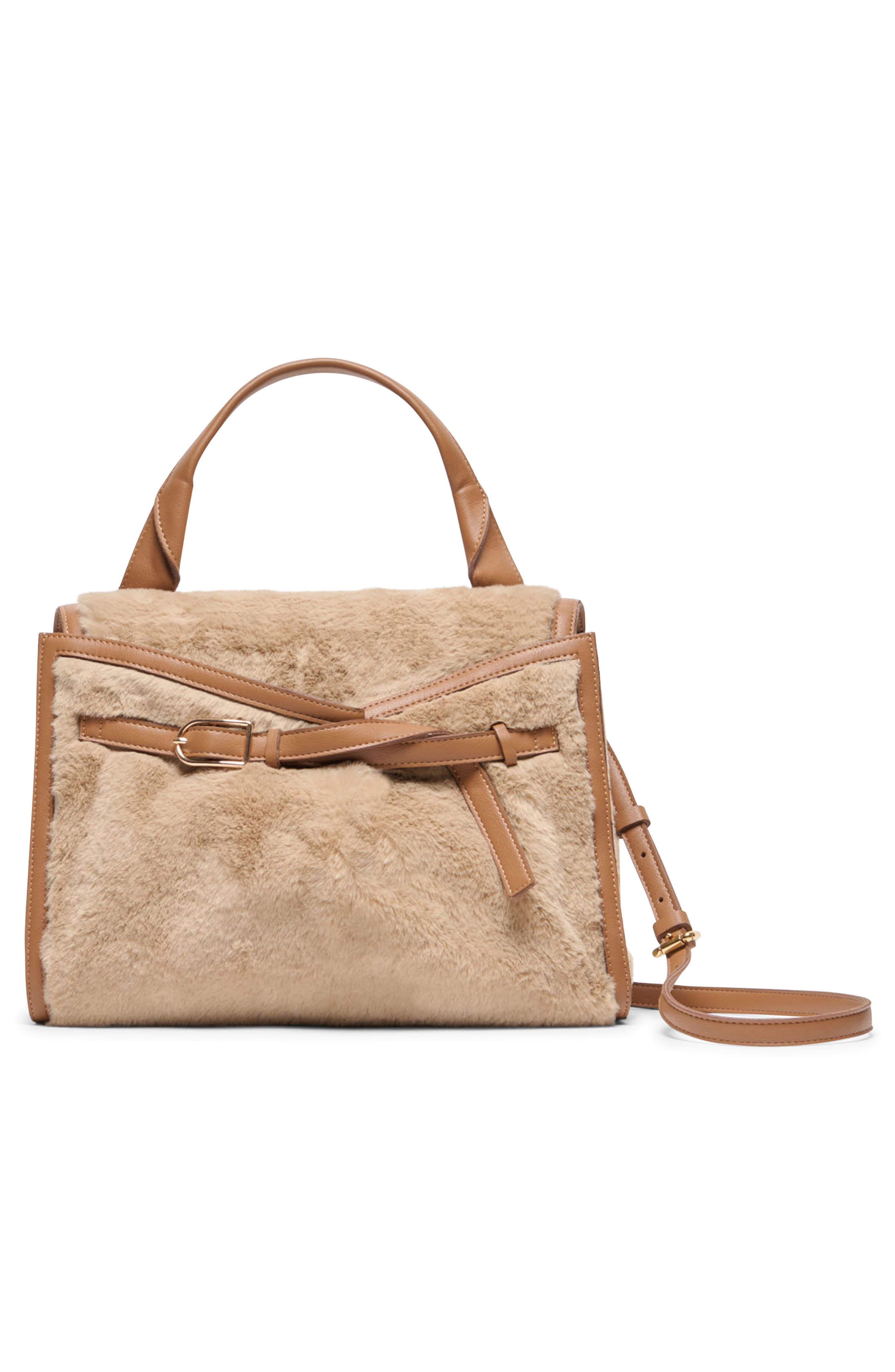 Borgo Faux Fur Satchel, Alternate, color, BROWN