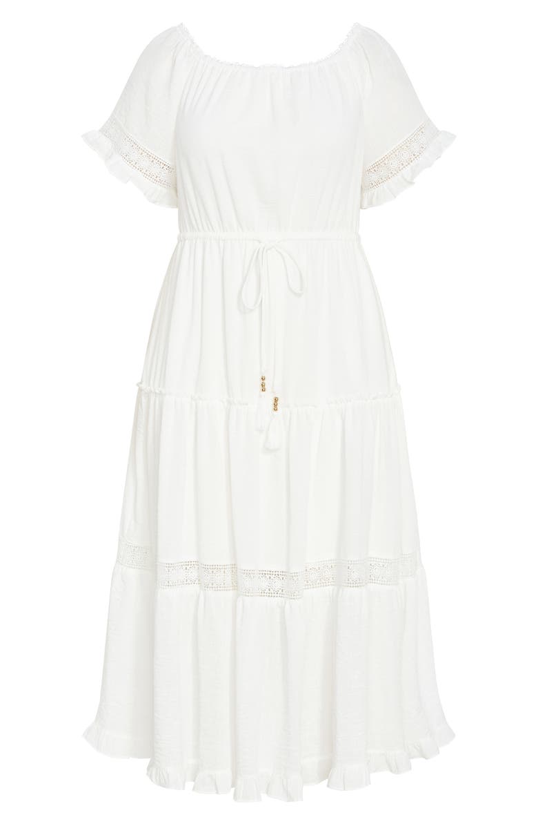 City Chic Angel Embroidery Detail Midi Dress, Alternate, color, Ivory