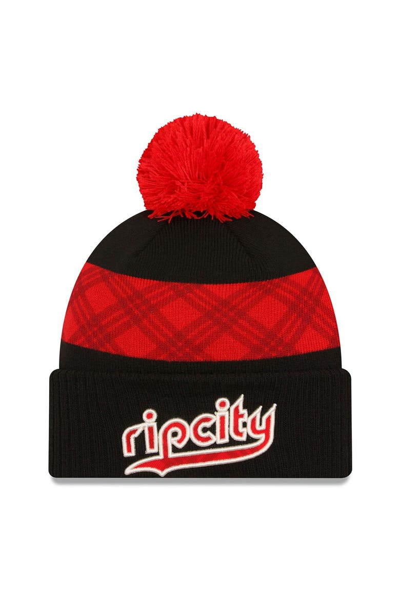 Men's New Era  Black Portland Trail Blazers 2023/24 City Edition Cuffed Pom Knit Hat, Main, color, Black