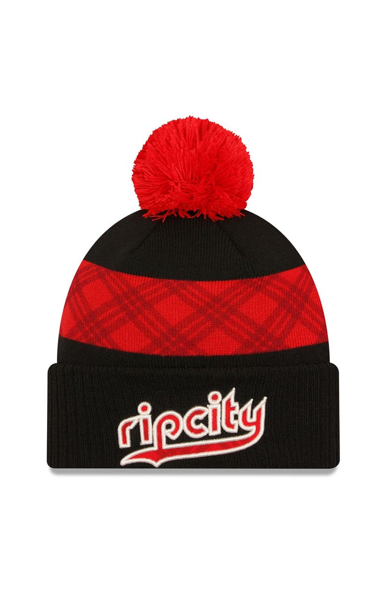 New Era Men's New Era  Black Portland Trail Blazers 2023/24 City Edition Cuffed Pom Knit Hat, Main, color, 