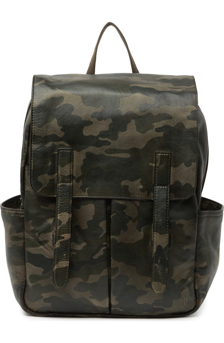 Frye Leather Camo Backpack, Alternate, color,