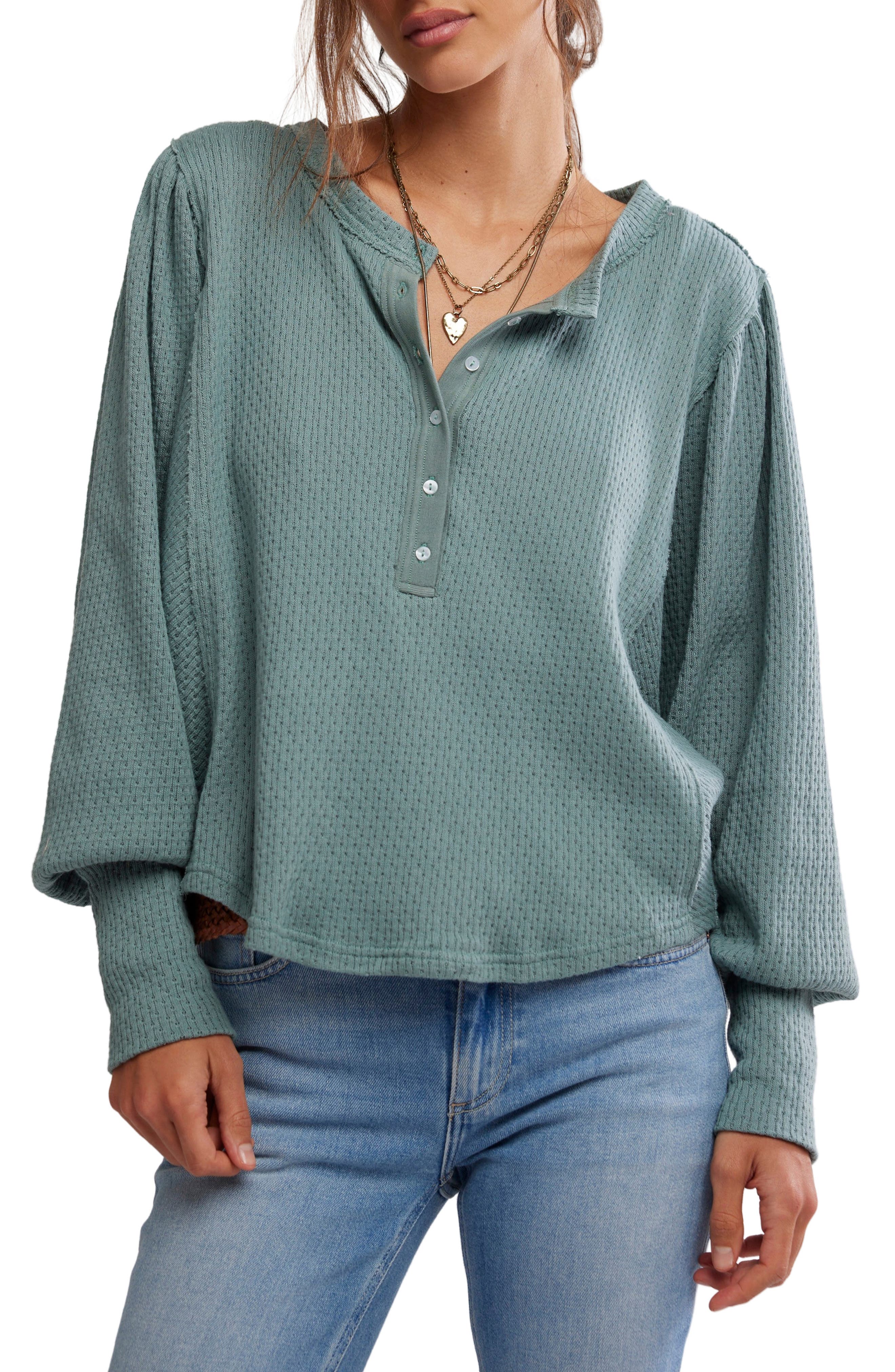 Free People Quinn Rib Henley Top