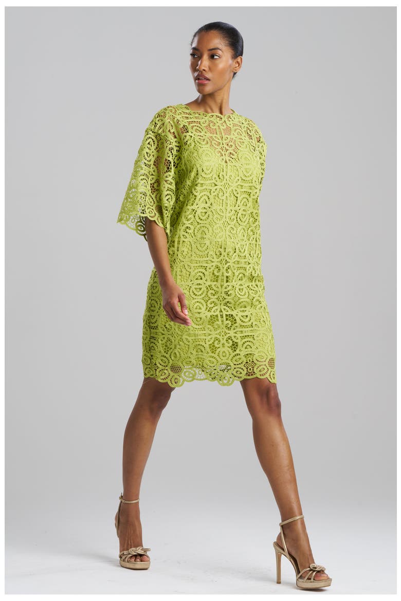 RAFFIA LACE T-shirt Dress, Main, color, PEAR