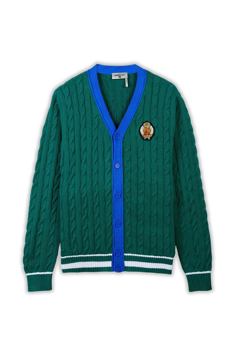 Cable Knit Cardigan, Alternate, color, Green