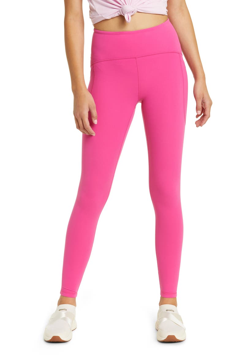 Studio Luxe High Waist Pocket Leggings, Main, color, PINK ROUGE