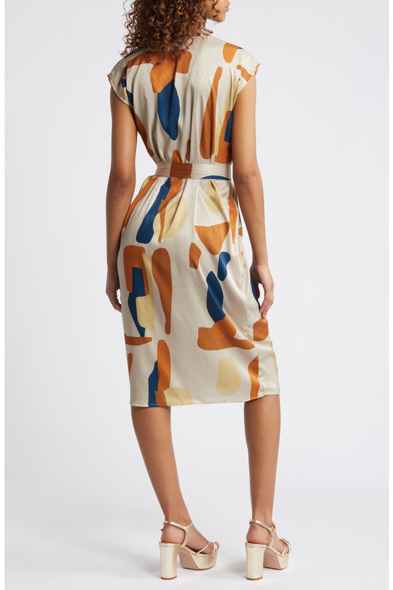 Tilo Print Tie Back Dress, Alternate, color, CREAM