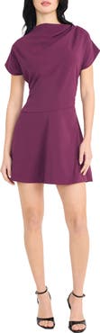 DONNA MORGAN FOR MAGGY Cowl Neck Short Sleeve Fit & Flare Minidress