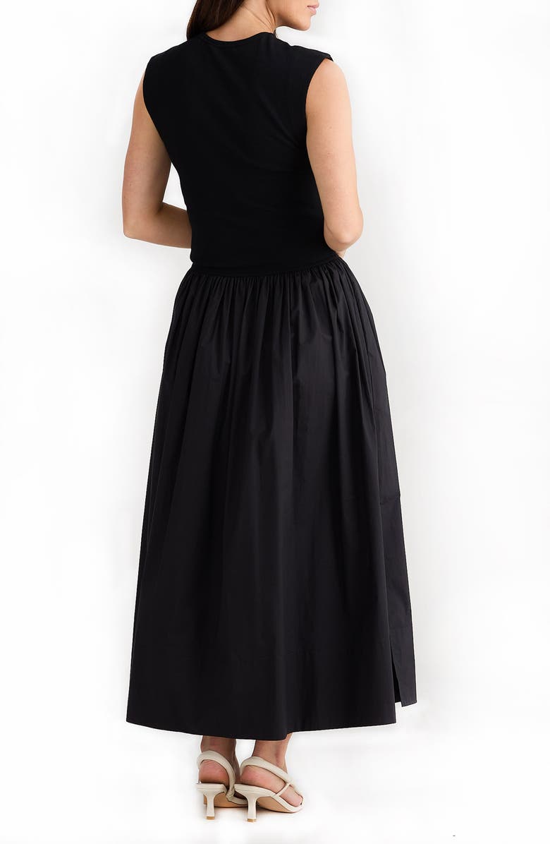Brave+True Daphne Sleeveless Mixed Media Dress, Alternate, color, Black