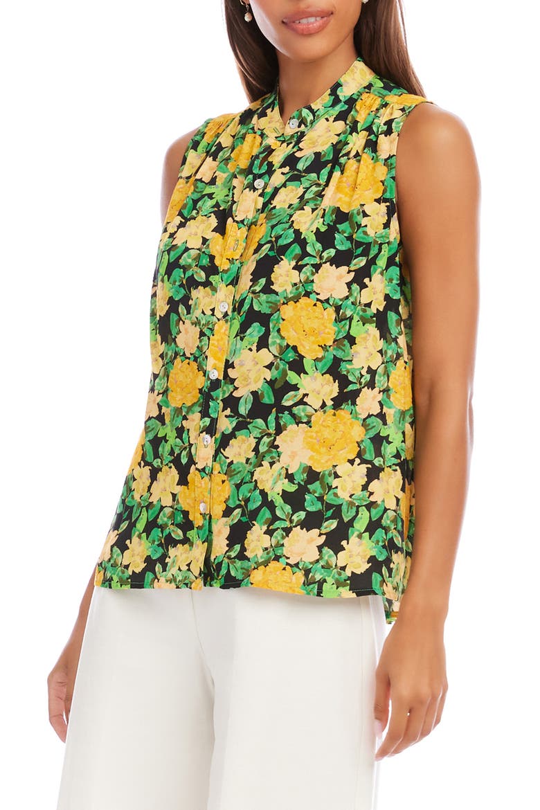 Floral Sleeveless Button-Up Top, Alternate, color, FLORAL