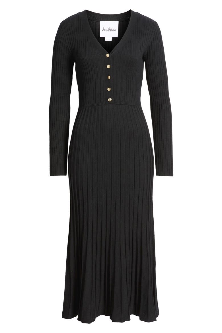 Long Sleeve Ribbed Maxi Sweater Dress, Alternate, color, BLACK