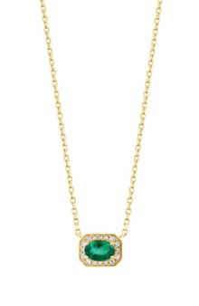 EFFY 14K Yellow Gold Emerald & Pavé Diamond Pendant Necklace - 0.09 ctw