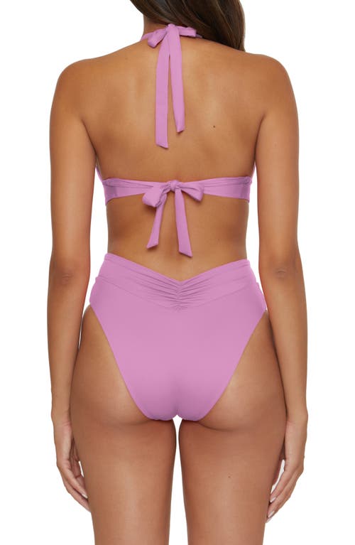 Becca Shirred V-wire Halter Bikini Top In Malva