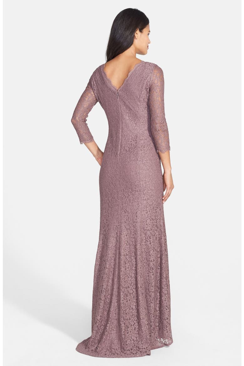 Scalloped Lace Gown, Alternate, color, CAPPUCCINO