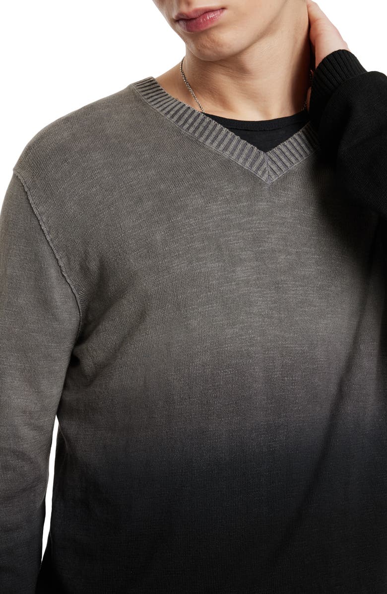 John Varvatos Kane Ombré V-Neck Cotton Slub Sweater, Alternate, color, 