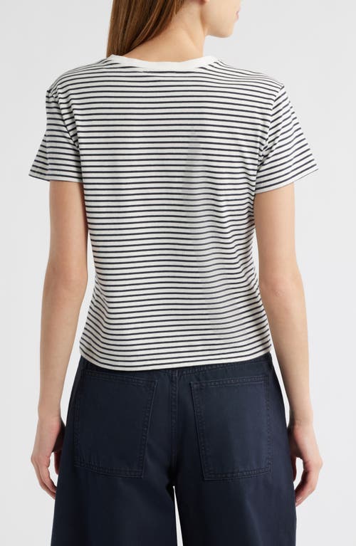 Frame Womens Navy Multi Baby Striped Cotton T-shirt In Gray