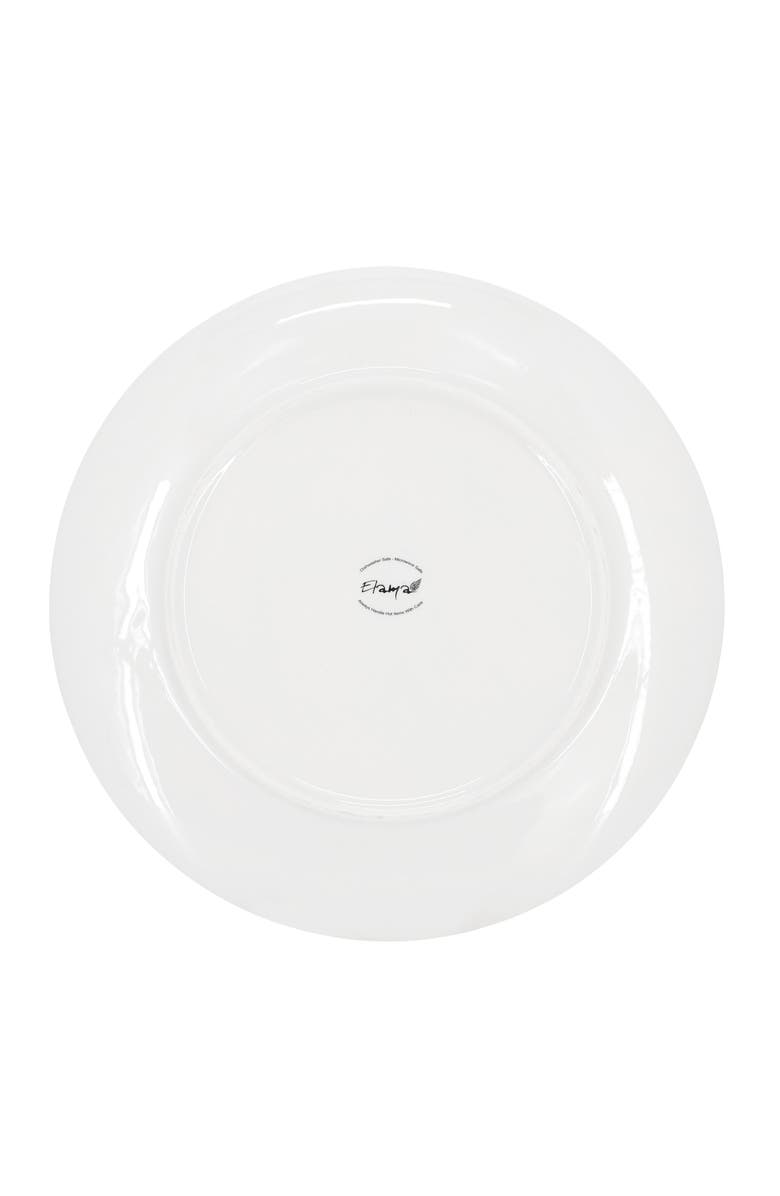 Elama Iris 32 Piece Porcelain Dinnerware Set with 2 Large Serving Bowls, Alternate, color, White