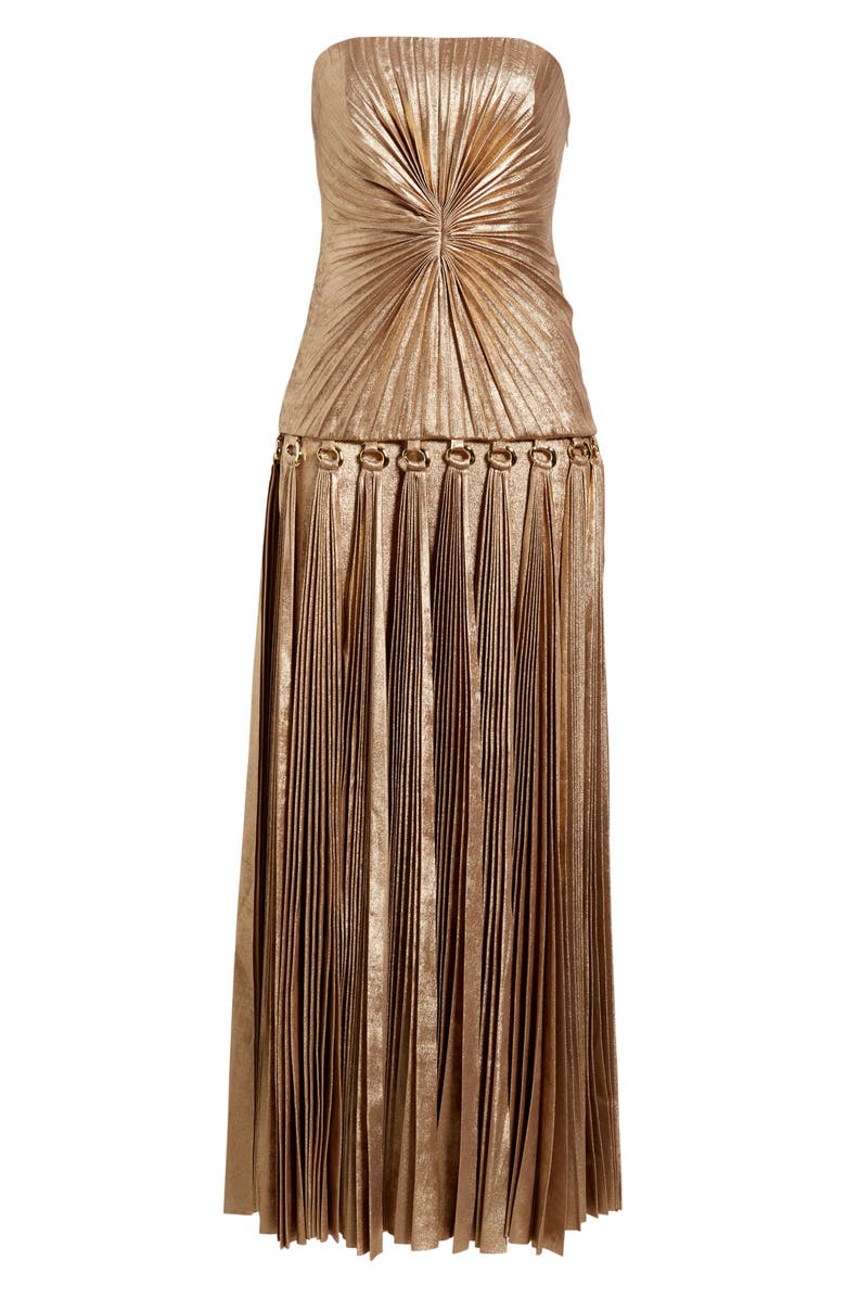 Acler Fintry Metallic Pleated Maxi Dress, Alternate, color, Gold