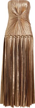 Acler Fintry Metallic Pleated Maxi Dress