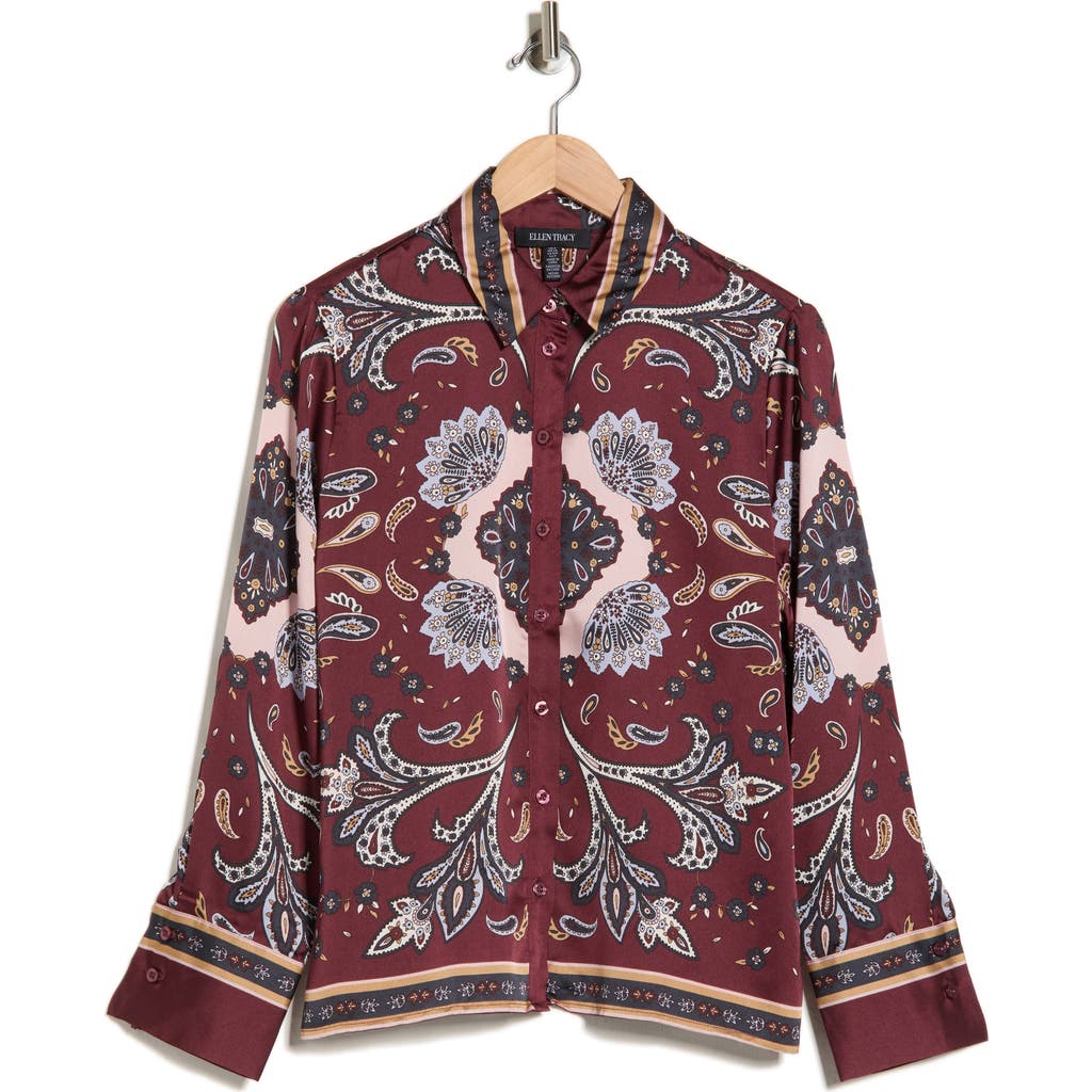 Ellen Tracy Placement Paisley Button-up Shirt In Multi