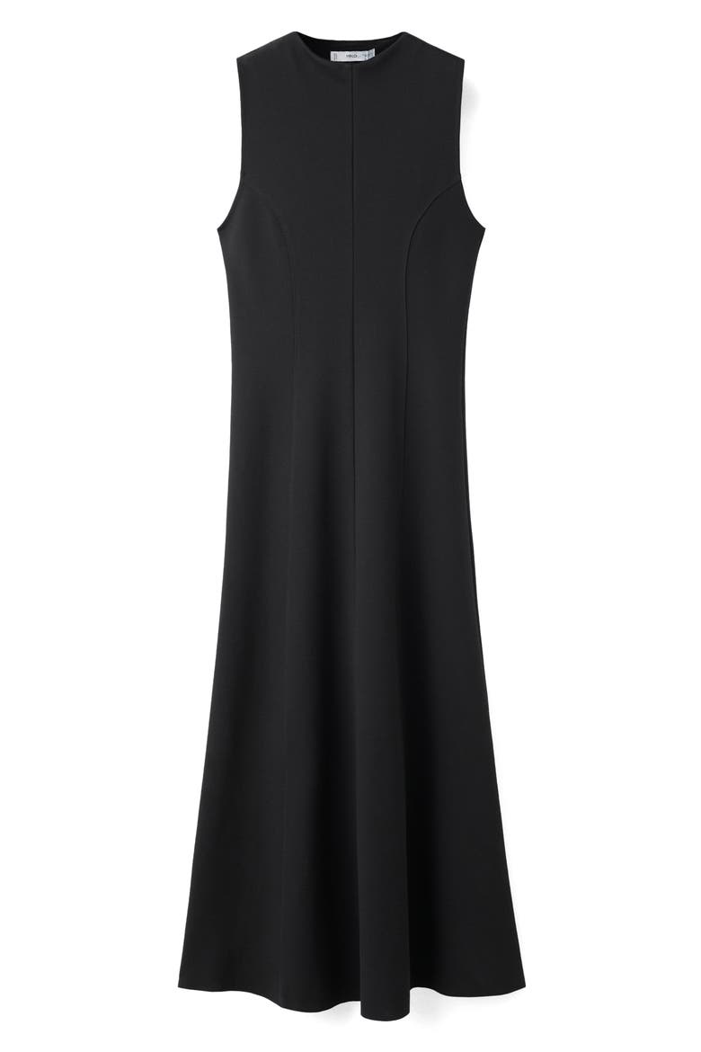 Seam Detail Sleeveless Dress, Main, color, BLACK