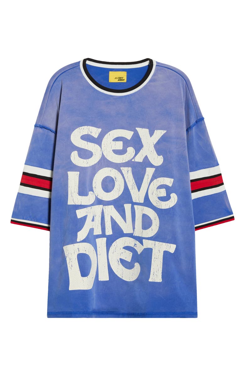 DIET STARTS MONDAY Sex, Love & Diet Athletic Graphic T-Shirt, Alternate, color, Blue/Red