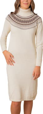 Hope & Henry Organic Long Sleeve Turtleneck Intarsia Sweater Dress