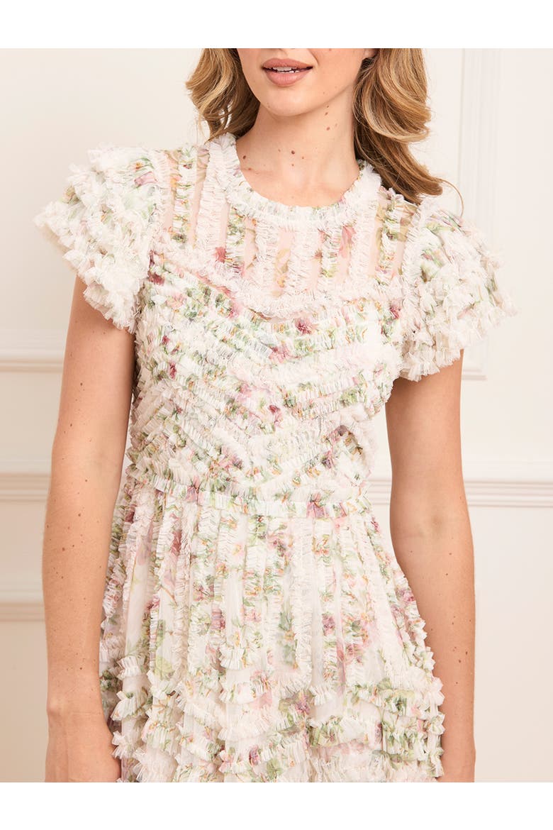 Colette'S La Vie En Rose Round Neck Gown, Alternate, color, Moonshine/Cream