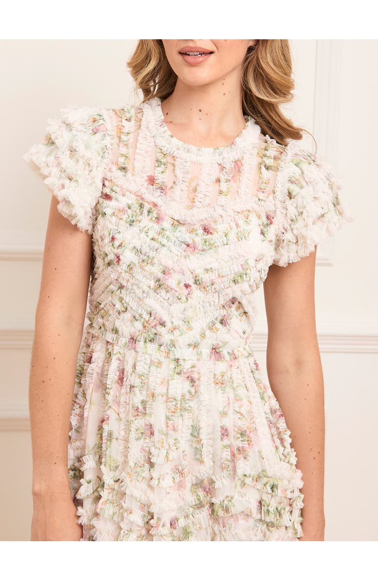 Needle & Thread Colette'S La Vie En Rose Round Neck Gown, Alternate, color, Moonshine/Cream