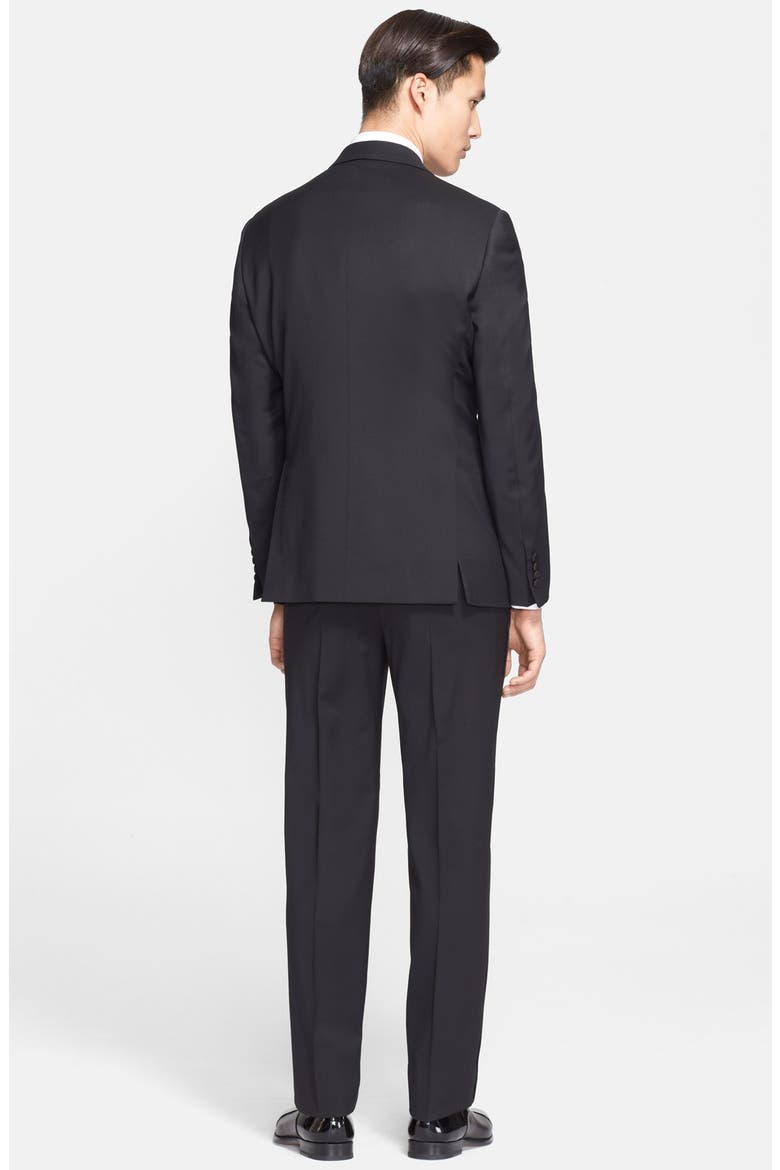Armani Collezioni 'Giorgio' Trim Fit Notch Lapel Tuxedo, Alternate, color, SOLID BLACK