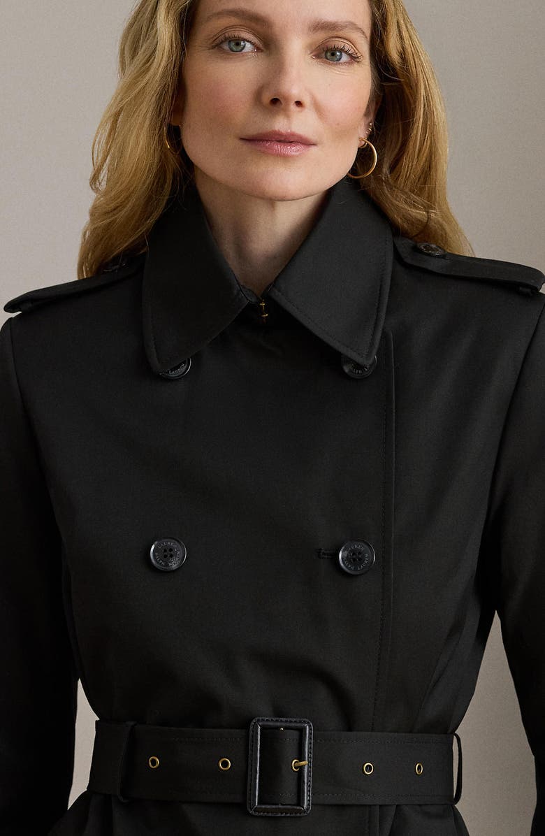 Lauren Ralph Lauren Double Breasted Cotton Blend Jacket, Alternate, color, Black