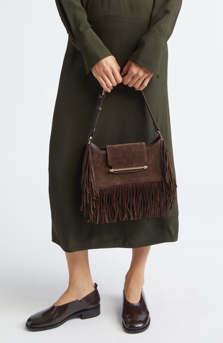 Strathberry x Cinq à Sept Multrees Omni Fringe Suede Hobo Bag, Alternate, color,