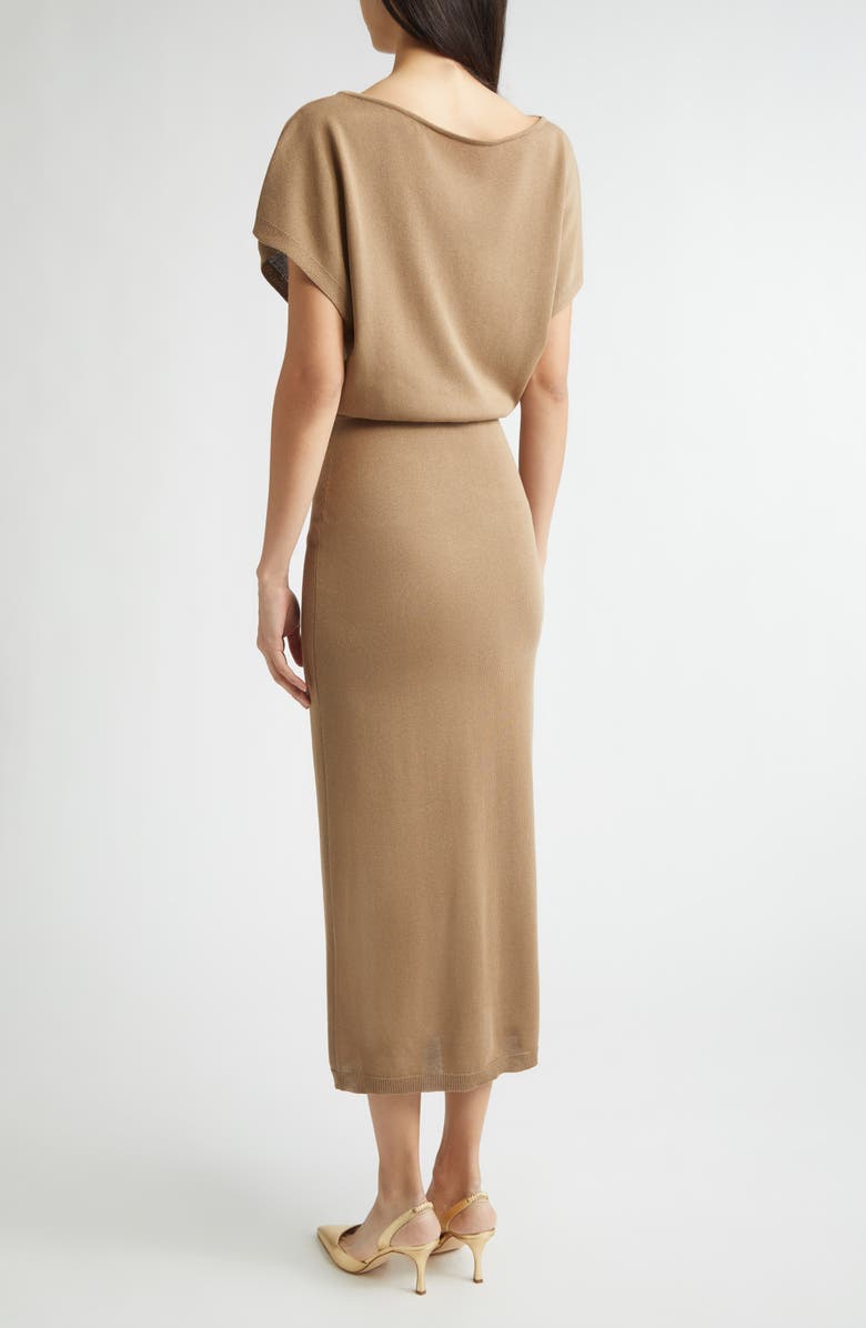Lela Rose Slinky Blouson Sweater Dress, Alternate, color, Mocha